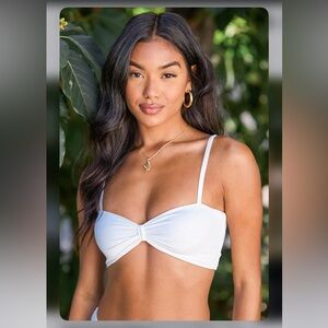 LULUS Rule the Pool White Knot Front Bikini Top